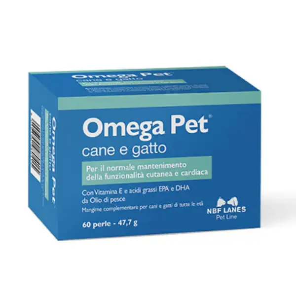 NBF Lanes Omega Pet Supporto della funzionalità cutanea e cardiaca Compresse per cani e gatti 60 Perle - Integratori per cani