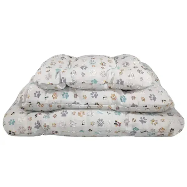 Cuscino imbottito rettangolare con 4 impunture Beige zampette Nasonero Misura 90x67 cm - Cuscino rettangolare per cani, realizzato in poliestere, ideale per interni ed esterni, offre comfort e supporto con un design elegante e moderno.