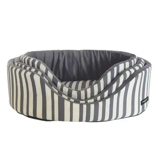 Cesta ovale Eco completamente sfoderabile Righe grigio Nasonero Misura 47x34 cm