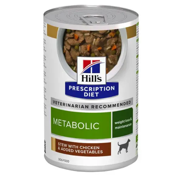 Hill’s Prescription Diet Canine Metabolic 354 gr Spezzatino pollo e verdure - confezione da 6 pezzi - Dieta veterinaria per cani