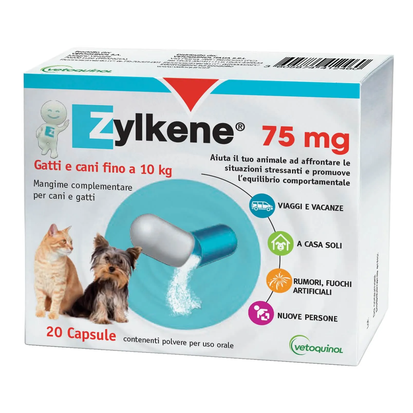 Zylkene cani e gatti fino a 10kg 20 capsule 75 mg