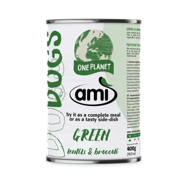 Amì Dog Cibo Umido vegetale 400 gr Green lenticchie e broccoli - Cibo umido per cani
