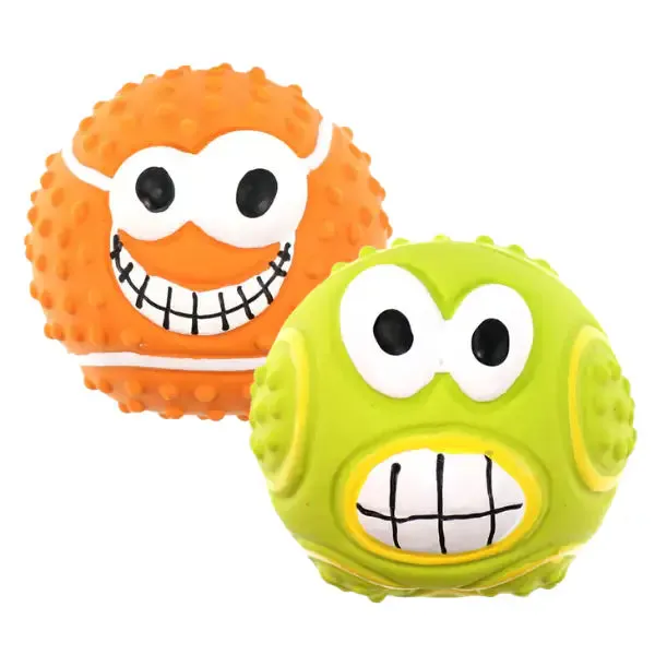 PetUp Joy gioco per cani Palla con squeaker Face per denti e gengive Diametro 7,5 cm Colori assortiti - Giochi per cani
