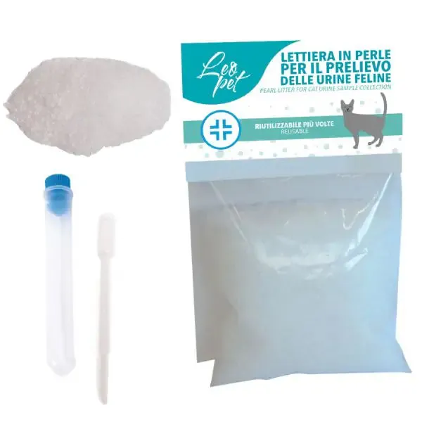 Lettiera in perle per il prelievo delle urine feline Leopet Kit completo