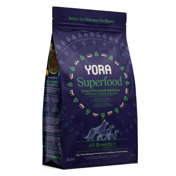 Yora Superfood crocchette a base di insetti Dog Adult All Breeds Hypoallergenic 12 kg - Crocchette monoproteiche cane