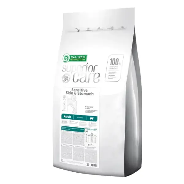 Nature's Protection Superior Care Dog Adult Sensitive Skin & Stomach Grain Free con Agnello 10 kg - Croccantini per cani