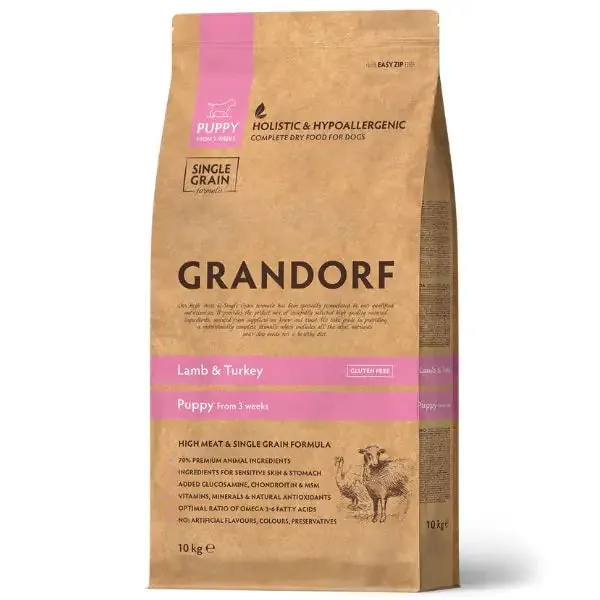 Grandorf Dog Puppy All Breeds Hypoallergenic Agnello e Tacchino 10 kg - Croccantini per cani