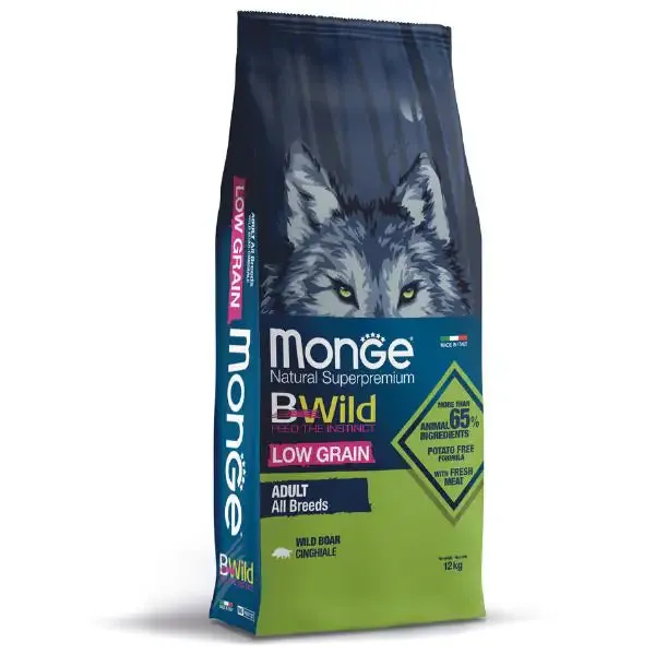 Monge BWild Low Grain Adult al Cinghiale 12 kg - Croccantini per cani