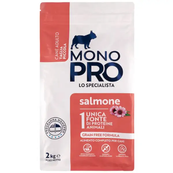 Monopro lo specialista Adult Mini Grain Free Salmone 2 kg - Crocchette monoproteiche cane