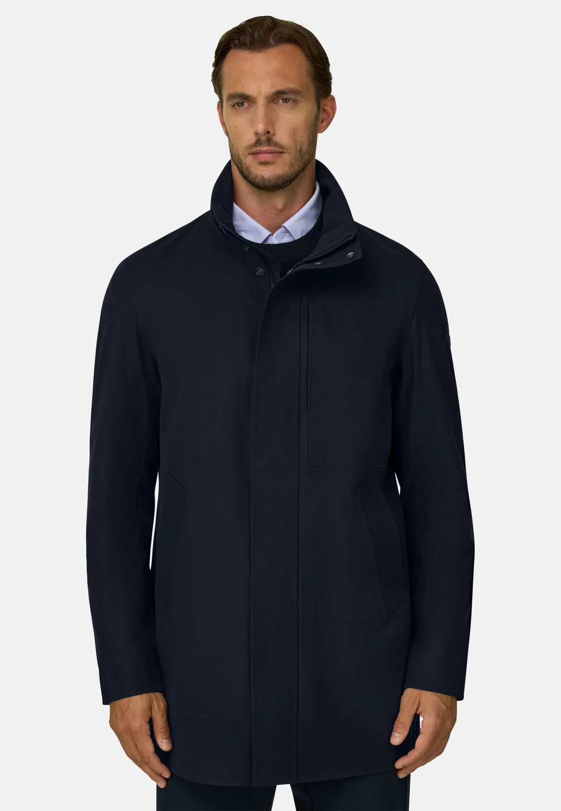 Boggi, Car Coat In Tessuto Tecnico B Tech, Uomo, Navy, Taglia: XXL