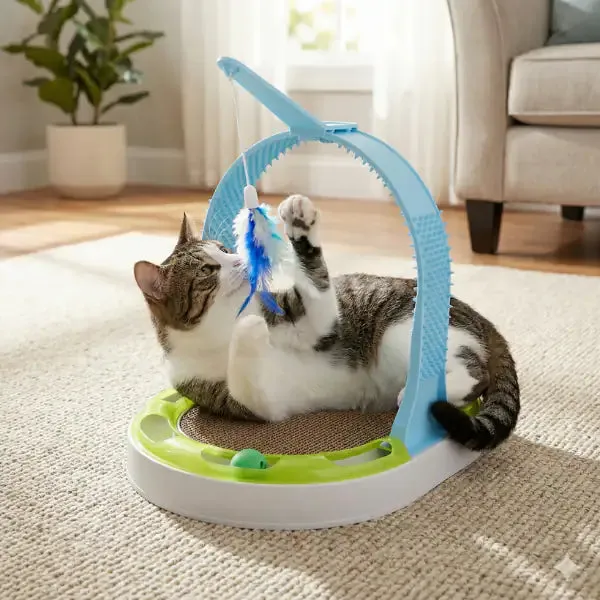 Gioco interattivo per gatti Tiragraffi 4 in 1 Imac Misura 40x30x31,5 cm - Tiragraffi gatto