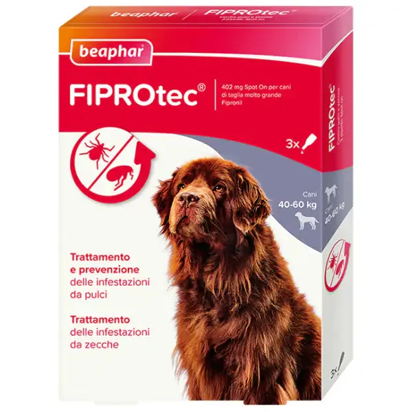 Beaphar Fiprotec Spot On per cani 3 pipette peso 40-60 kg - Antiparassitario per cani