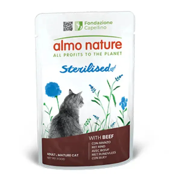 Almo Nature umido funzionale Sterilised Cat 70 gr Manzo - confezione da 30 pezzi - Cibo umido per gatti