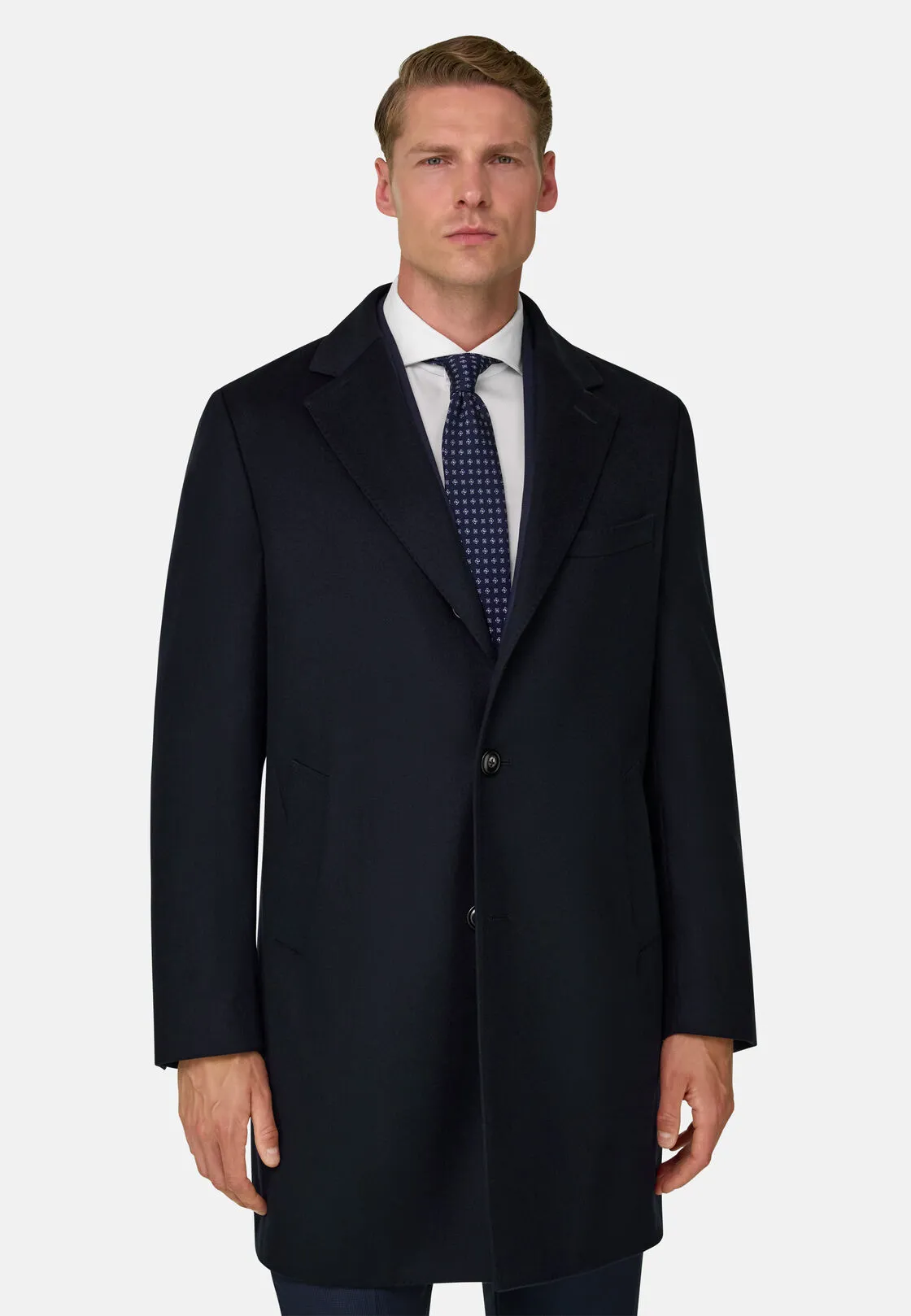Boggi, Cappotto In Puro Cashmere Monopetto, Uomo, Navy, Taglia: 50