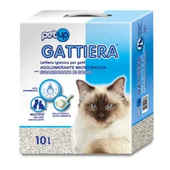 Lettiera agglomerante assorbente Multicat Micro Bianca con bicarbonato Gattiera PetUp 10 litri (10 kg) - Lettiera agglomerante