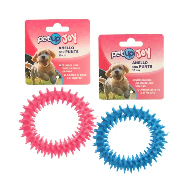 PetUp Joy gioco per cani Anello in TPR con punte Diametro 12,5 cm Colori assortiti - Giochi per cani