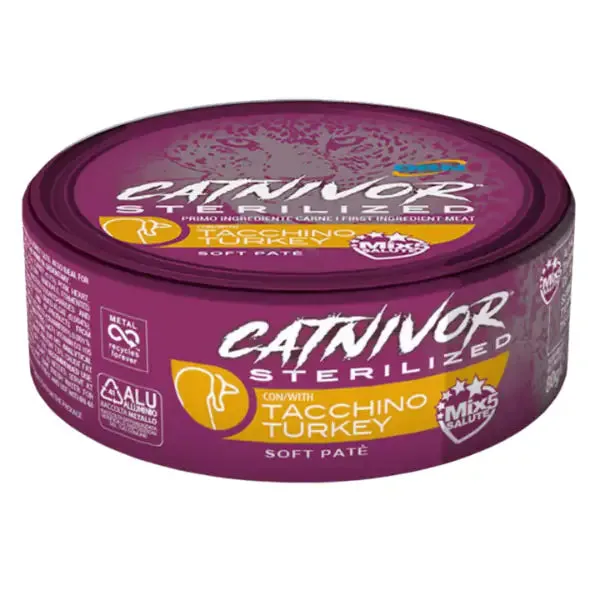 DRN Catnivor Sterilizzati Patè 80 gr Tacchino - confezione da 24 pezzi - Cibo umido per gatti
