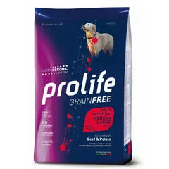 Prolife Grain Free Cane Adult Sensitive Medium/Large Manzo e Patate 10 kg - Crocchette monoproteiche cane