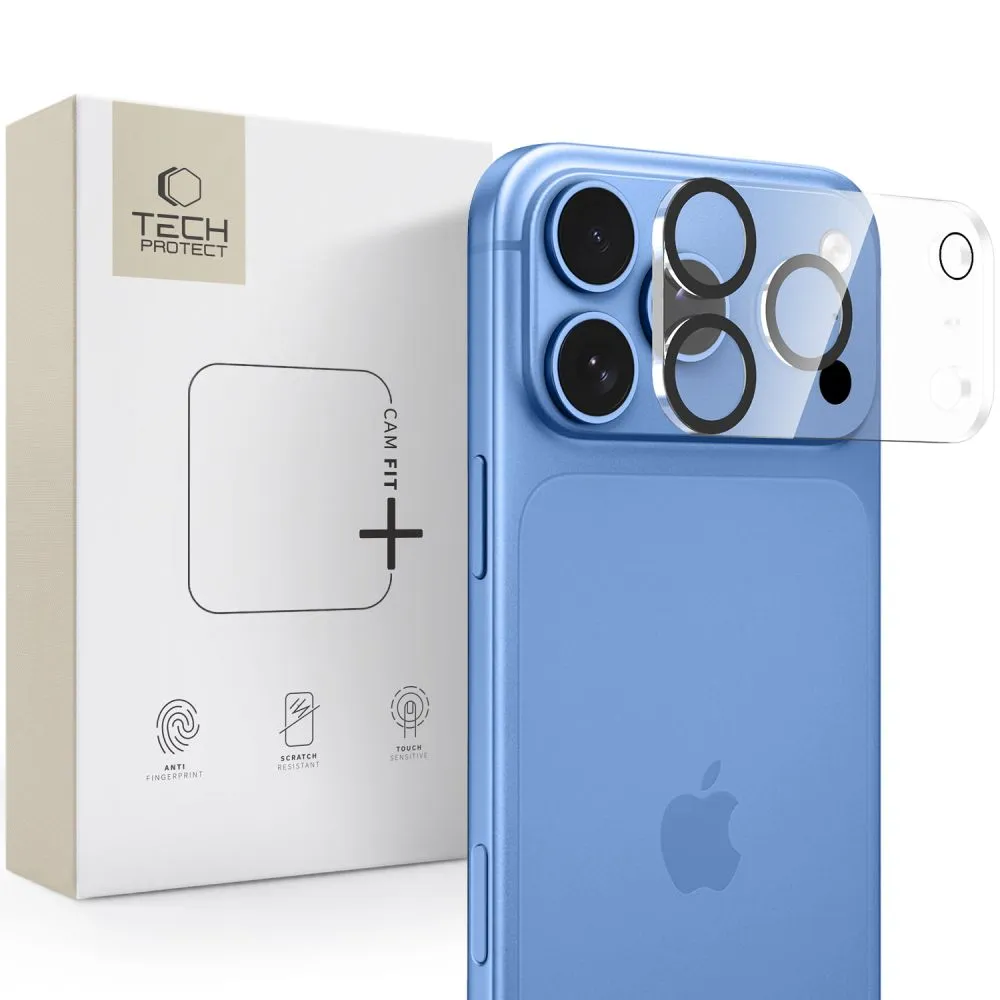 Cornice protettiva per fotocamera posteriore Tech-Protect Cam Fit+ per Apple iPhone 18 Pro Max, vetro temperato, trasparente