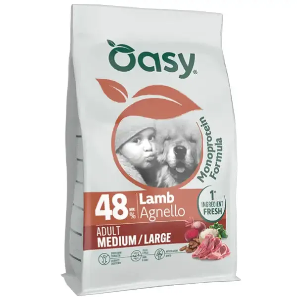 Oasy Monoprotein formula Adult Medium/Large Agnello 2 kg - Crocchette monoproteiche cane