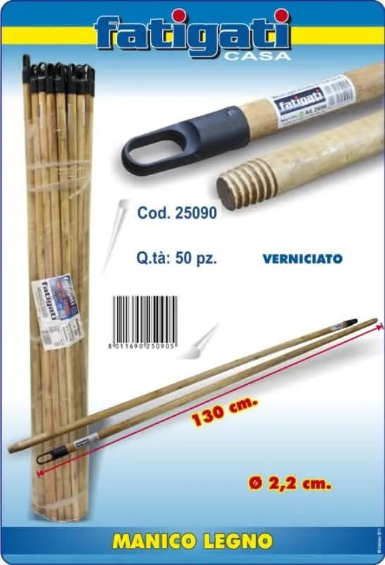 Manico in Legno Verniciato per Scopa 130 cm - Resistente e Pratico