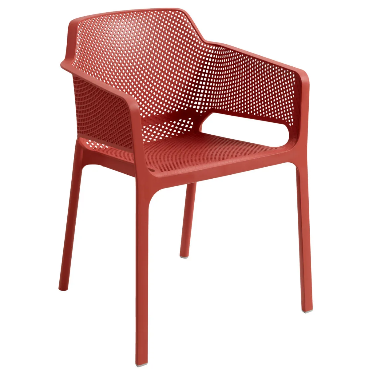 4x Nardi Sedia Net con braccioli; 60.5x58.5x80 cm (LxPxH); marsala; Plastica 4 pz. / Pacco