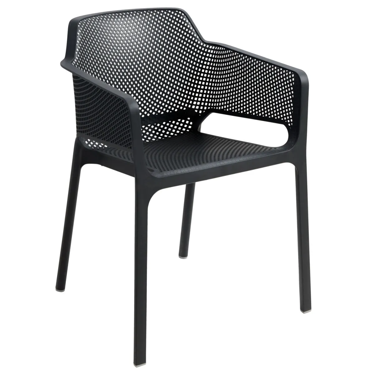 4x Nardi Sedia Net con braccioli; 60.5x58.5x80 cm (LxPxH); antracite; 4 pz. / Pacco
