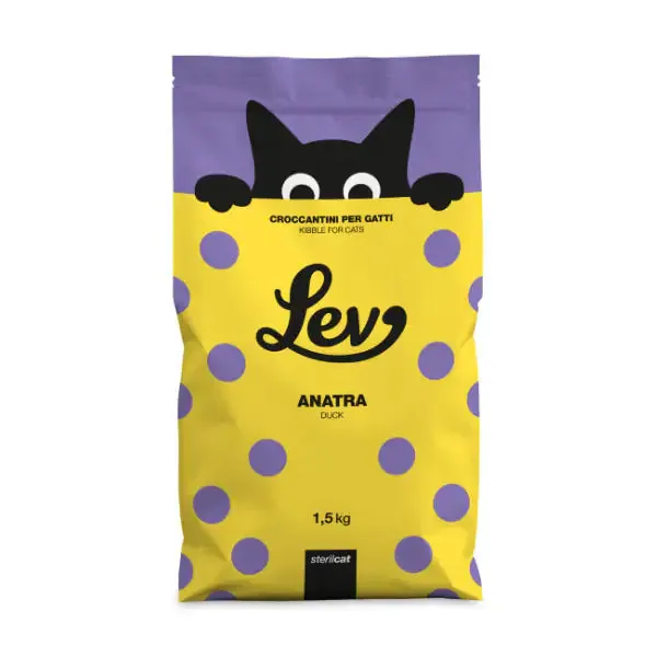Lev Cat Adult Serilised Anatra 1,5 kg - Croccantini per gatti