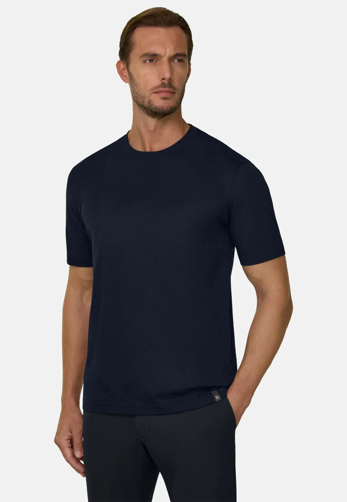 Boggi, T-shirt In Jersey Di Cotone Pima, Uomo, Navy, Taglia: M