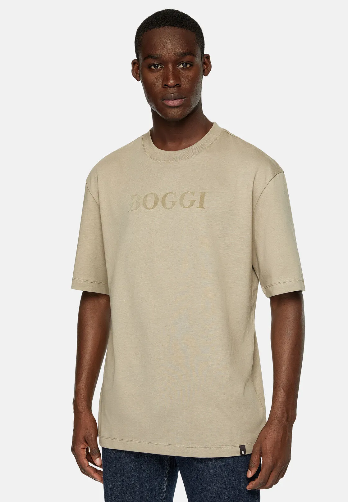 Boggi, T-shirt In Jersey Di Cotone, Uomo, Taupe, Taglia: L