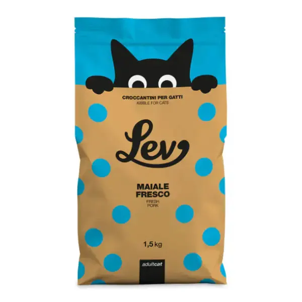 Lev Cat Adult Maiale Fresco 1,5 kg - Croccantini per gatti