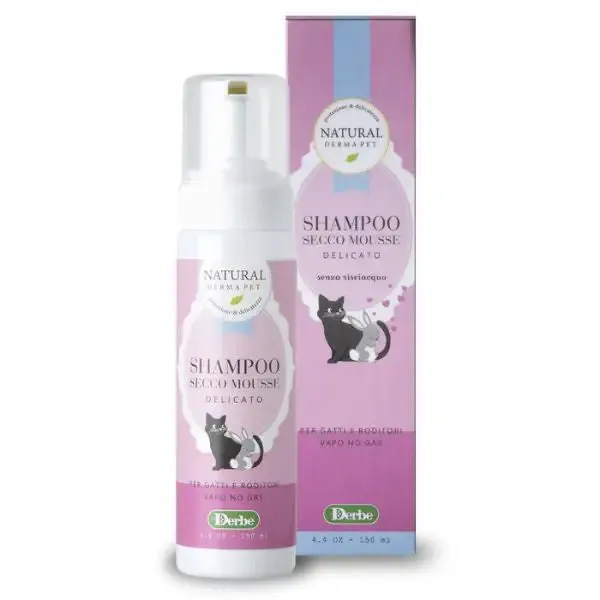 Shampoo Secco Mousse Gatti e Roditori Natural Derma Pet 150 ml