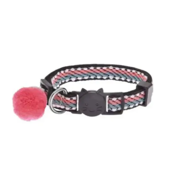 Collare per gatto a trama intrecciata Ferribiella Nero e fucsia