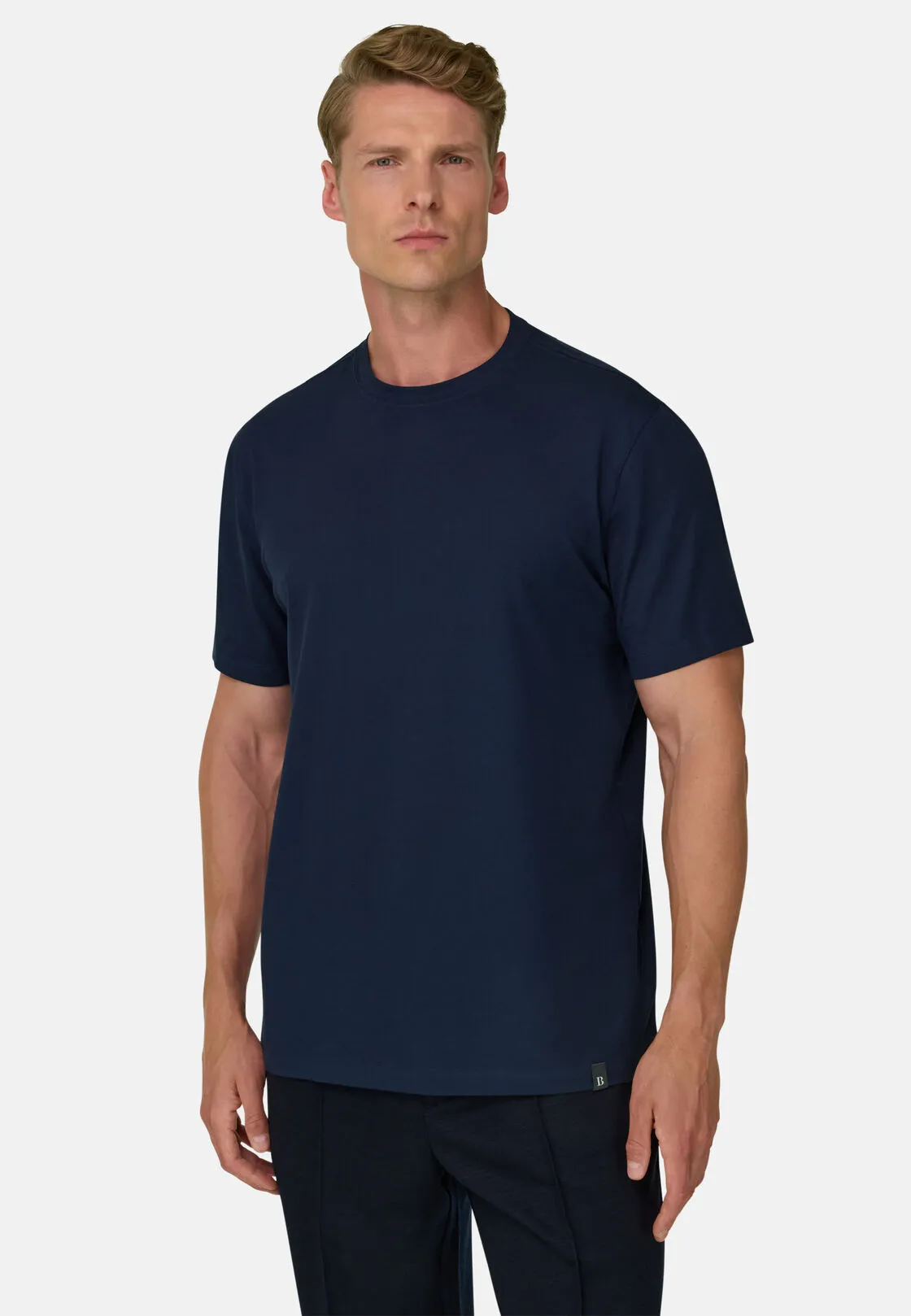 Boggi, T-shirt In Jersey Di Cotone Supima Elasticizzato, Uomo, Navy, Taglia: XS