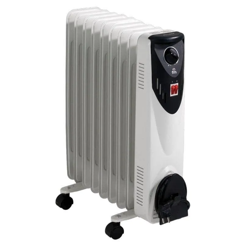 Radiatore a Olio Fm Calefacción BR20 2000W 9 Elementi Compatto con Termostato