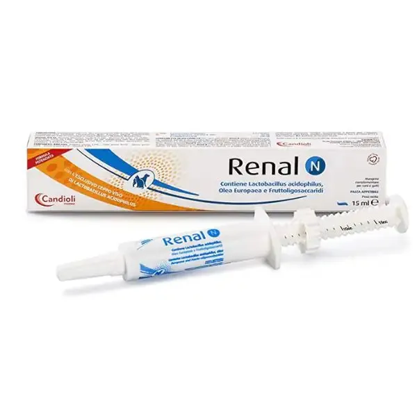 Candioli Pharma Renal N Supporto renale Pasta in siringa per cani e gatti 15 ml (scadenza: 31/12/2026) - Integratori per cani
