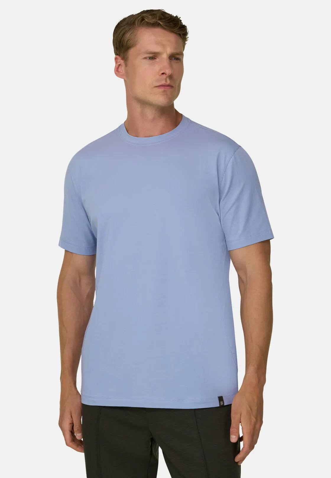 Boggi, T-shirt In Jersey Di Cotone Supima Elasticizzato, Uomo, Azzurro, Taglia: XXL