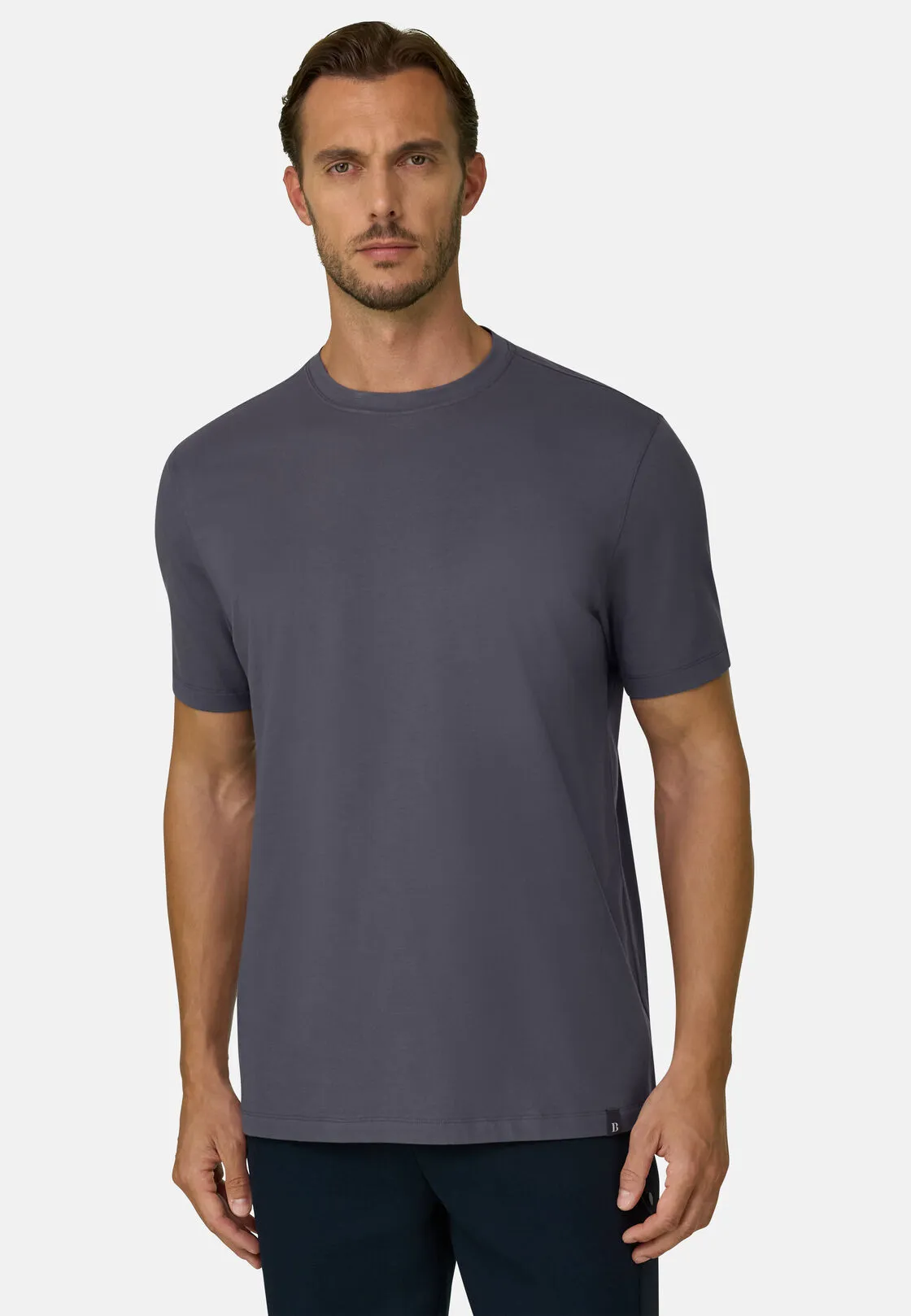 Boggi, T-shirt In Jersey Di Cotone Supima Elasticizzato, Uomo, Grigio scuro, Taglia: XL