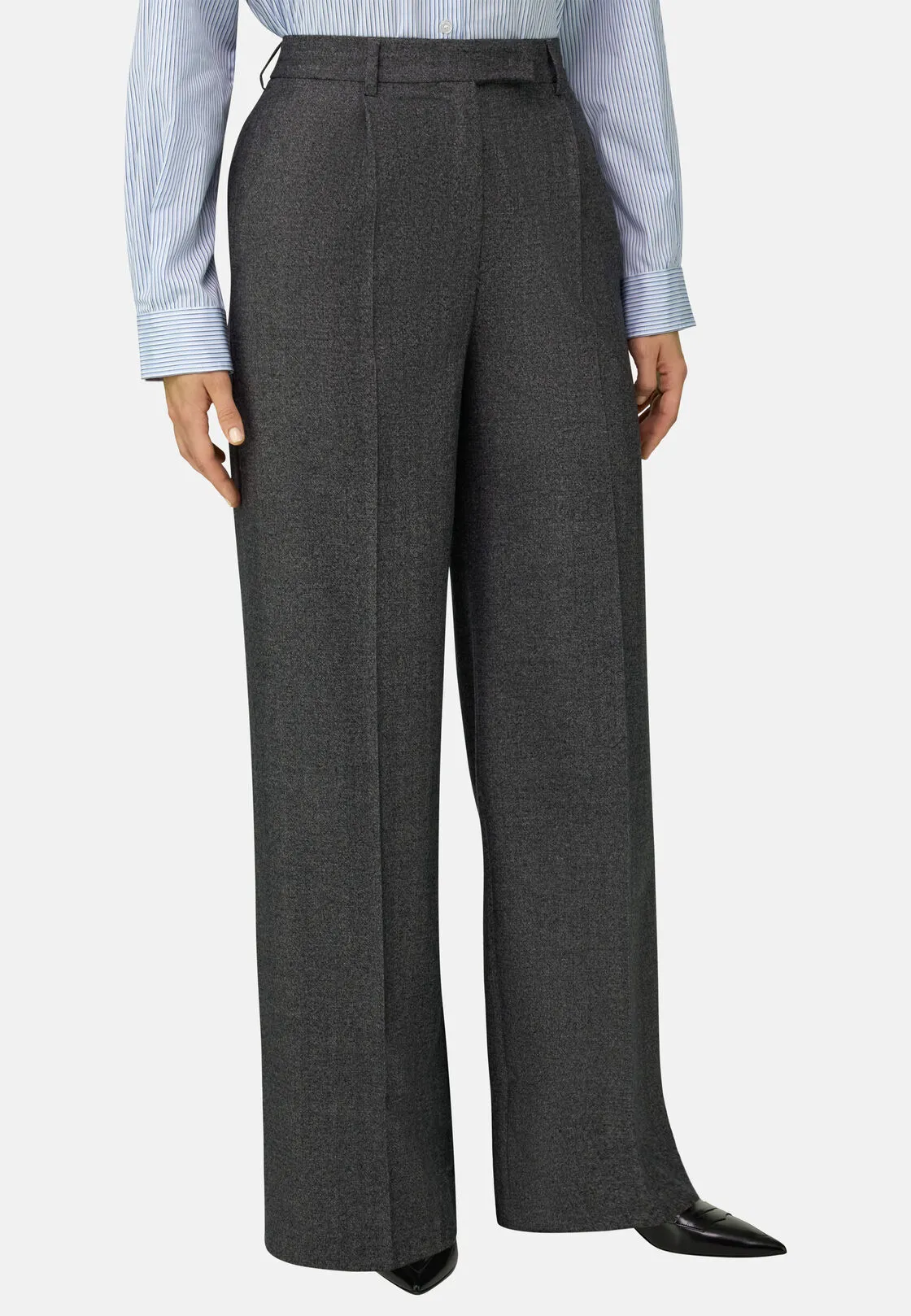 Boggi, Pantalone Di Lana Una Pince, Donna, Grigio, Taglia: L