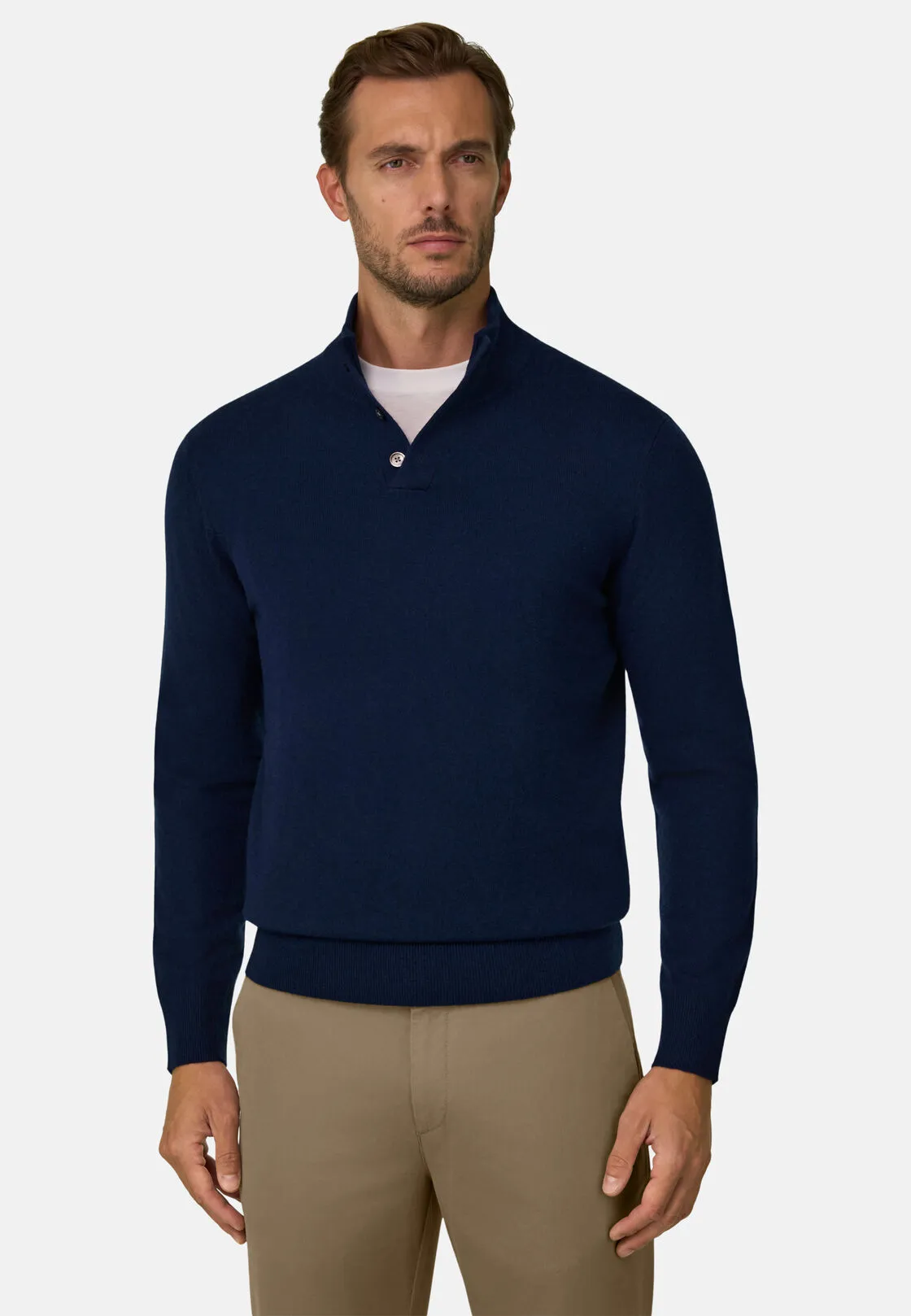 Boggi, Maglia Lupetto Bottoni In Lana Cashmere, Uomo, Navy, Taglia: XL