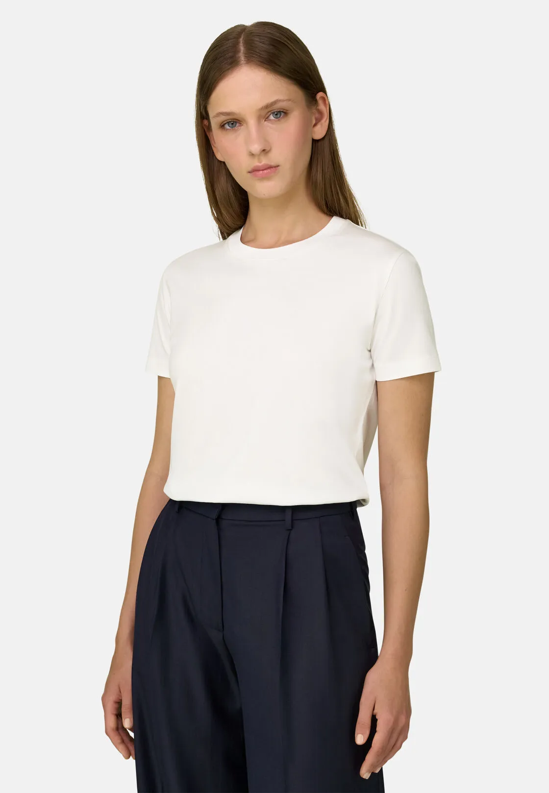 Boggi, T-shirt In Cotone Seta, Donna, Bianco, Taglia: M