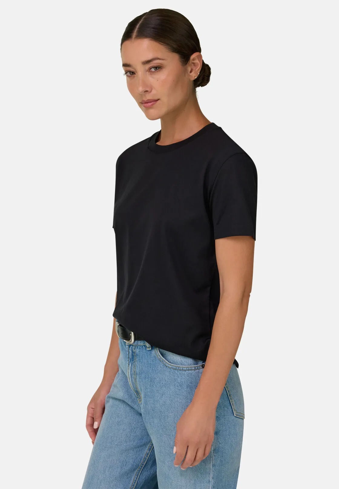 Boggi, T-shirt In Cotone Seta, Donna, Nero, Taglia: M