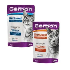 Monge Gemon Cat Sterilised Bocconcini 100 gr Tacchino - confezione da 24 pezzi - Cibo umido per gatti