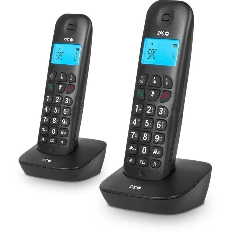 Telefono Fisso Senza Fili Pack Duo SPC Air Pro Nero Display Retroilluminato