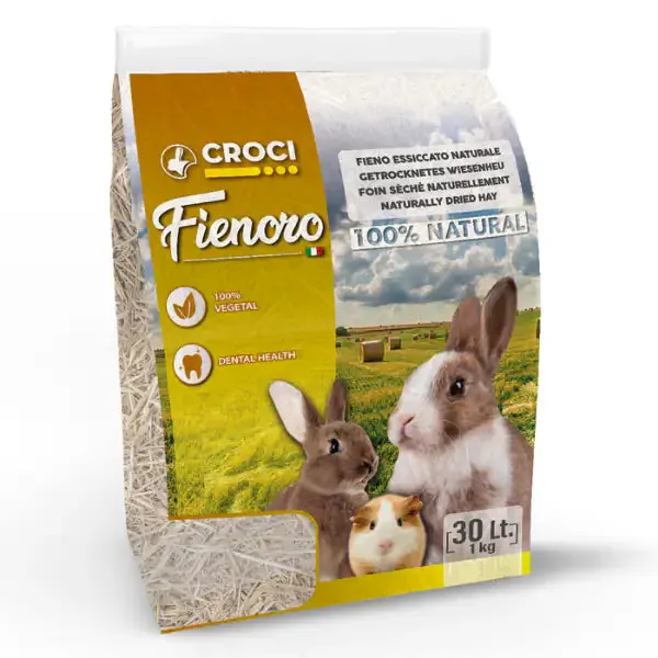 Fieno naturale Fienoro per conigli Croci Rabbit 1 kg - Mangime per conigli