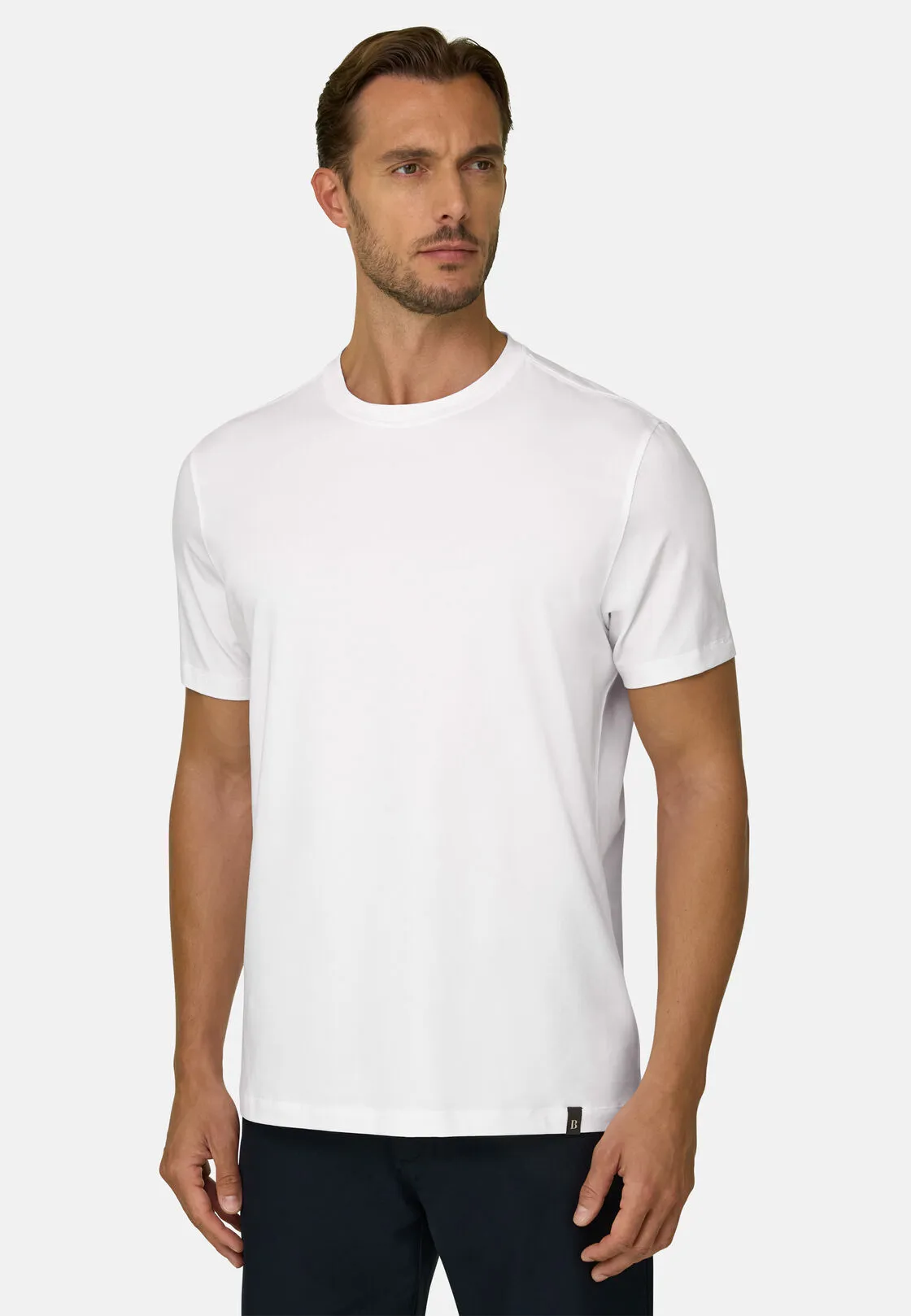 Boggi, T-shirt In Jersey Di Cotone Supima Elasticizzato, Uomo, Bianco, Taglia: M