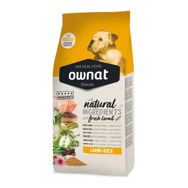 Ownat Classic All Breeds Adult con agnello fresco e riso 20 kg - Croccantini per cani