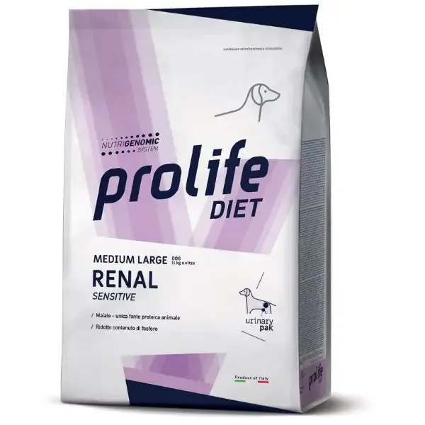 Prolife Diet Veterinary Formula Medium/Large Renal Sensitive 8 kg - Dieta veterinaria per cani