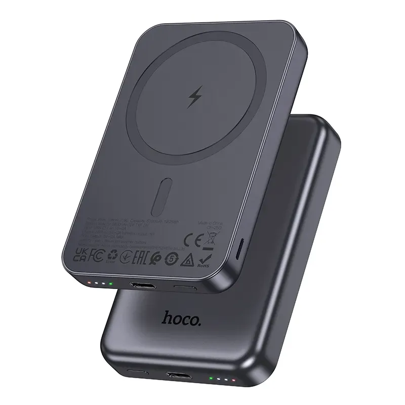 Batteria Esterna Wireless HOCO J160, 5000mAh, 10W, 1 x QI - 1 x USB-C, Grigio