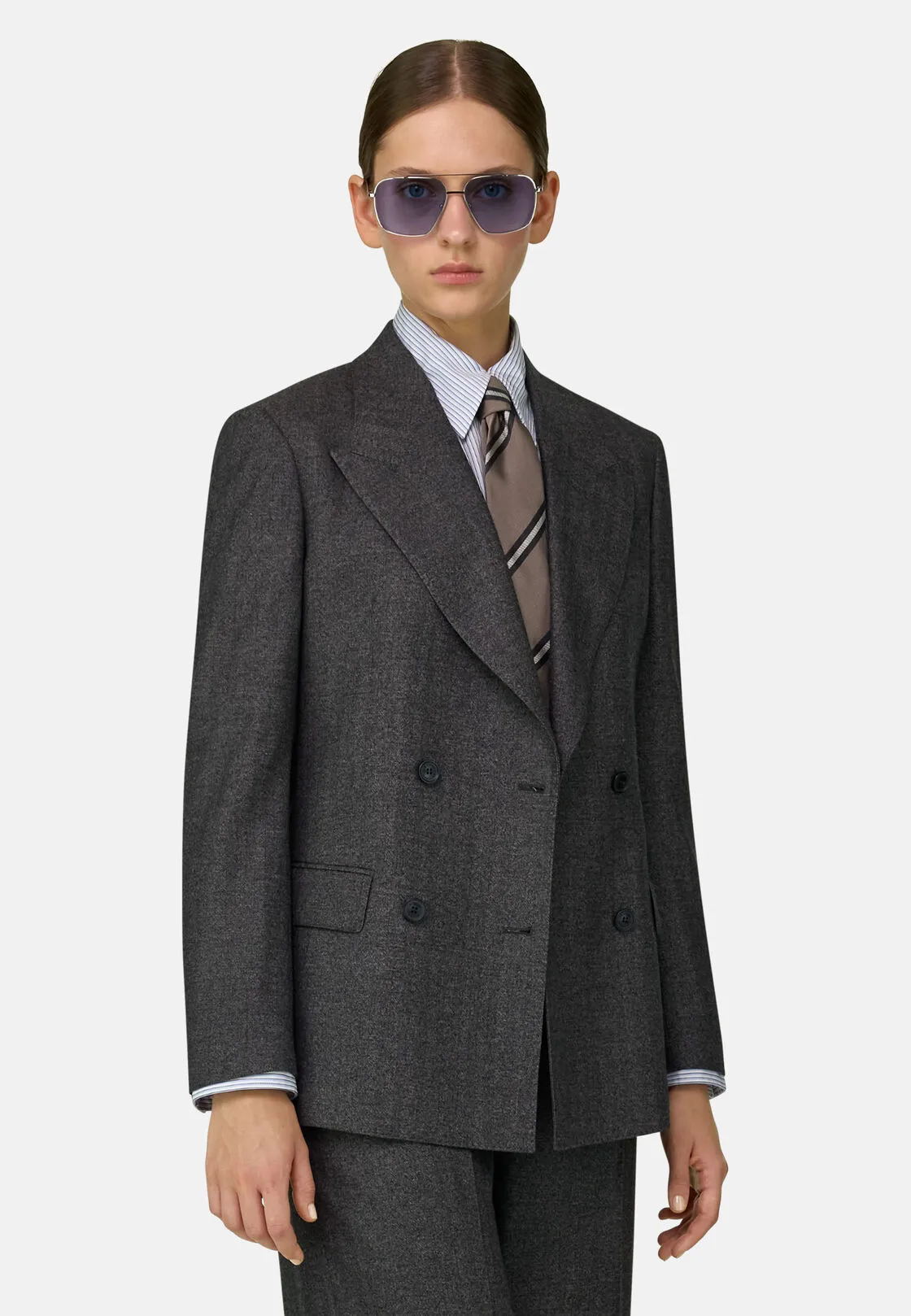 Boggi, Giacca Doppiopetto In Lana, Donna, Grigio, Taglia: XS